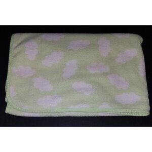 Message From Heart Green/White Clouds Baby Security Blanket Lovey 30" x 40"